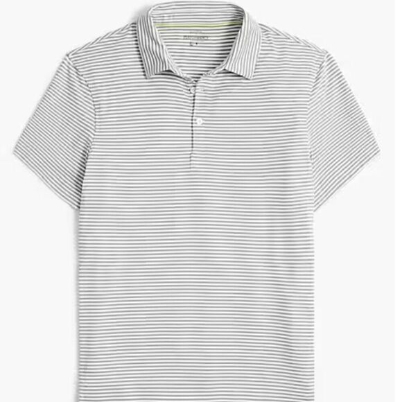 J. Crew Factory Grey and White Striped performance polo shirt size med. NWT - Picture 1 of 11